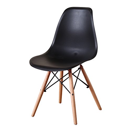 Italian Concept Juego, Silla con Patas de Madera y Estructura de conexión de Metal Lacado Asiento y Respaldo de Polipropileno, Negro, Única