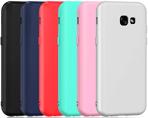 ivoler 6 x Funda para Samsung Galaxy A5 2017, Ultra Fina Carcasa Silicona TPU de Alta Resistencia y Flexibilidad (Negro, Azul Oscuro, Rojo,Verde, Rosa, Blanco)