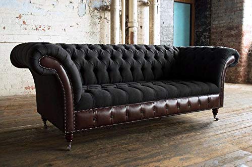 JVmoebel Sofá clásico barroco estilo rococó, de piel, estilo Chesterfield