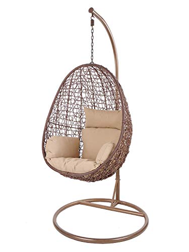 Kideo Swing Chair Sillón Colgante Hamaca Sillón de Descanso Muebles de Salón *Eyecatcher* - Marrón/Beige