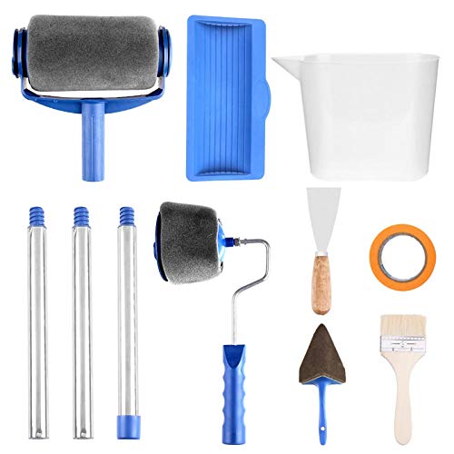 Kit de Rodillos de Pintura, Costura con Manija Extensible Multifunción Profesional Kit para Pintar para en Hogar y Oficina(11pcs)