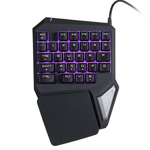 kkmoon Delux T9 Pro Gaming Teclados Profesionales por una Mano USB Teclados 29 Key LED Retroiluminado para LOL/PUBG