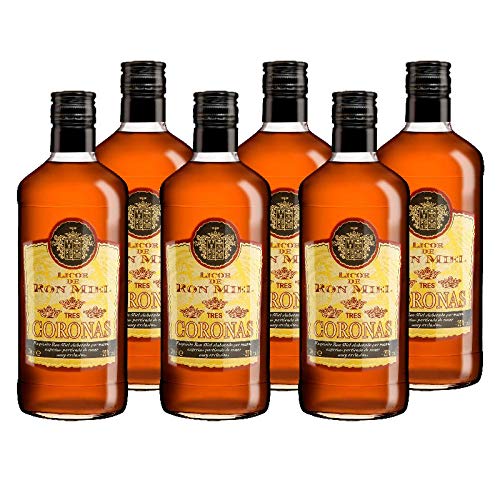 Licor de Ron Miel 3 coronas de 70 cl - D.O.Islas Canarias - Bodegas Grupo Estevez (Pack de 6 botellas)