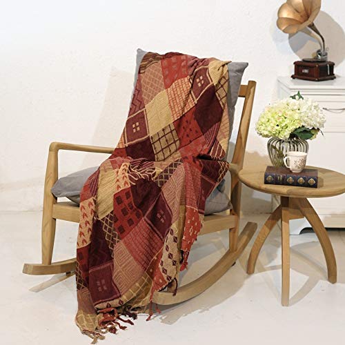 LMDY Decoración del hogar Primavera y otoño Manta de sofá de Rayas Retro Chenille Senior G Marrón Marrón 150cm * 190cm