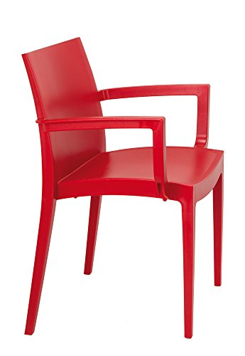Lote de 2 sillón MAZ Resina Color Rojo. Silla con Brazos de plástico, monobloc, apilable para terraza y jardín.
