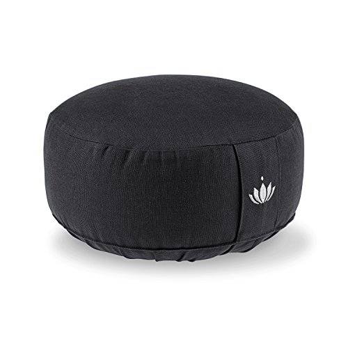 Lotuscrafts Cojin Meditacion Yoga Lotus - Altura 15 cm - Relleno de Espelta - Cubierta en Algodon Lavable- Zafu Meditación - Cojin Suelo Redondo - Cojin Yoga - Meditation Cushion - Certificado Gots