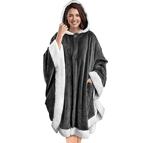 Manta con Capucha y Abrigo de ángel, Manta de Poncho Ultra Suave para Llevar Poncho, Manta con Bolsillos, Gran Regalo para Mujeres