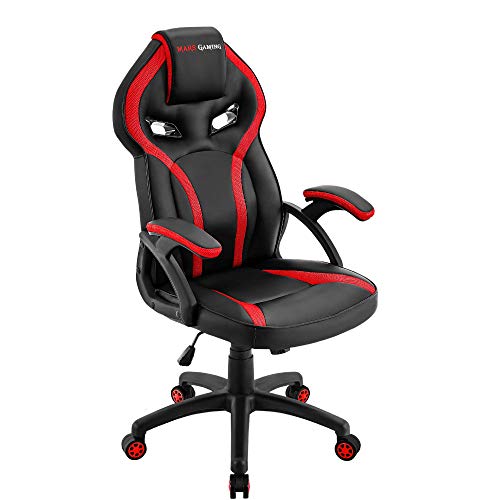 MARSGAMING MGC118 Silla Gaming Ergonómica en PU y Nylon, Regulable, Rojo, Large