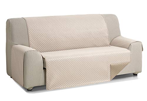 Martina Home Diamond Cubre Sofa Acolchado Reversible, Lino/Cuero, 3 Plazas