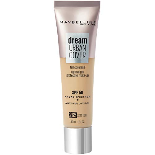 Maybelline New York, Base de Maquillaje con SPF50 y Antipolución, Dream Urban Cover, Tono: 265 Soft Tan, 30 ml