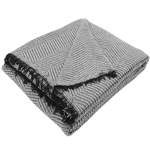 MERCURY TEXTIL- Colcha Multiusos Sofa,Manta Foulard,Plaid para Cama,Cubresofa Cubrecama,jarapas,Comoda Practica y Suave. Poliester Algodón (230 x 260cm, Espiga Gris Negro)