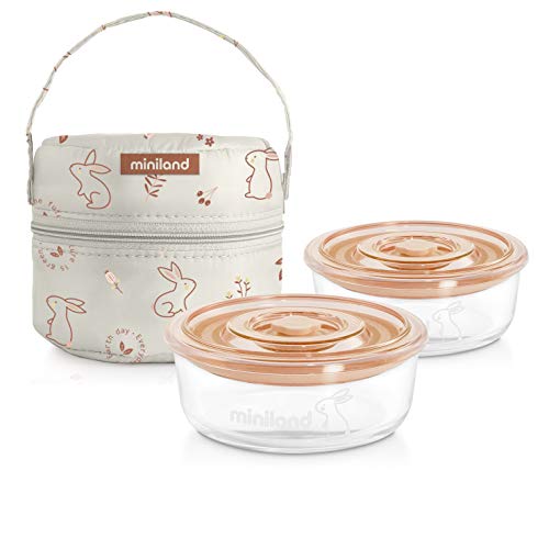 Miniland Pack-2-go Naturround Bunny - Set de Herméticos y Funda, Color, Natural Bunny