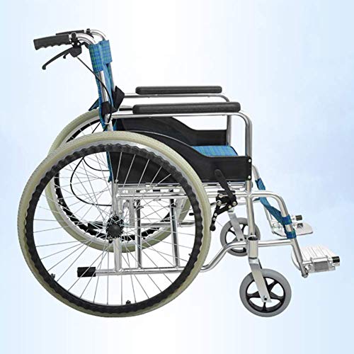 MJY Silla de ruedas plegable liviana Conducción médica, aleación de aluminio gruesa Doble freno Silla de ruedas Plegable Ligero con inodoro Silla de ruedas para ancianos Silla de ru