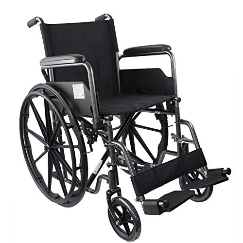 Mobiclinic, modelo S220, Silla de ruedas plegable premium, ortopédica, autopropulsable, para ancianos y minusválidos, reposapiés y reposabrazos abatibles, negro, asiento 43 cm, ultraligera