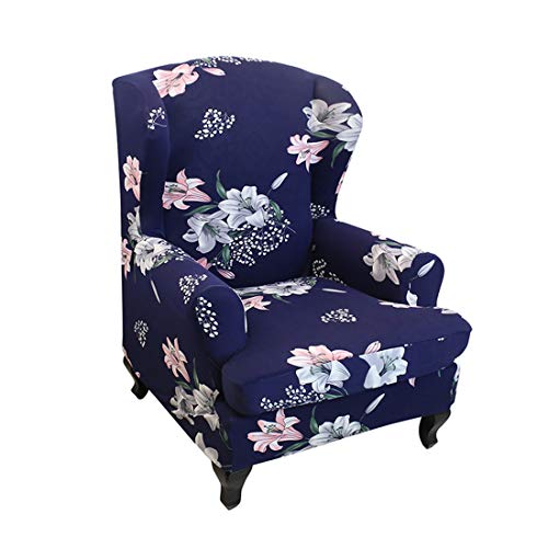 Nati Funda elástica para sillón de orejas, diseño de flores, funda elástica para sillón de televisión, sillón relax, funda decorativa para sofá #1