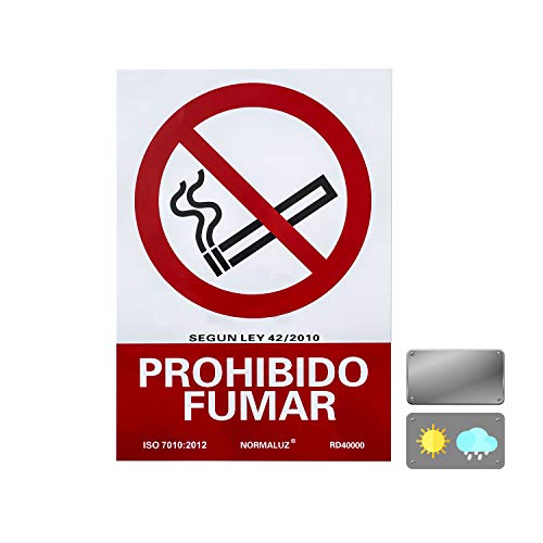 Normaluz RD40000 Señal PVC Prohibido Fumar 21X30 cm, Rojo