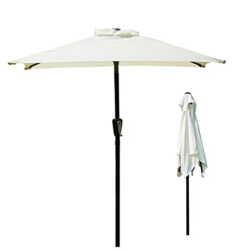 Novonova - Sombrilla de jardín 150 × 210 cm, protección solar UV50 + parasol cuadrado ajustable en altura SY-PS416 (beige)