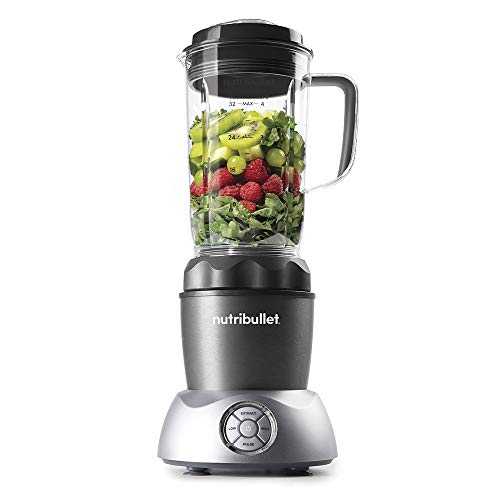 Nutribullet NB-28200-1008DG SELECT 1000-S - Batidora de vaso compacta y extractor de nutrientes en uno, recetario en español, 2 velocidades, función pulse, función extracción, gris oscuro, 0.9 L