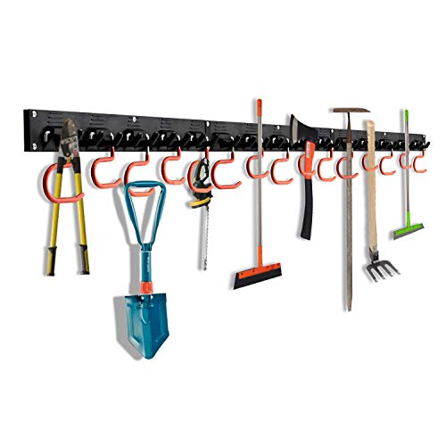 OCGIG 48inch/123cm Colgador Herramientas Organizador Jardín Montaje en pared Estante Garaje Mango Sistema de Almacenamiento Ajustable Ganchos Organización del Garaje