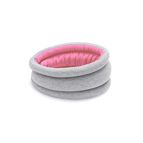 OSTRICHPILLOW Light Almohada de Viaje para Aviones, Coche, Oficina, Soporte de Cuello para Volar, Almohada de Cuello para Siestas. Accesorio de Viaje para Hombre y Mujer – Color Rosa - Candy Pink