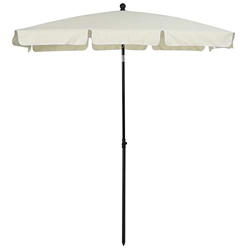 Outsunny Sombrilla Cuadrada Grande Parasol con Ángulo Ajustable para Patio Terraza o Jardín 200x125x235cm En Color Beige