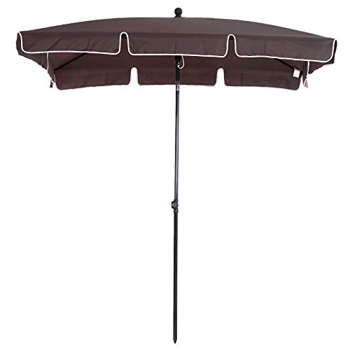Outsunny Sombrilla Cuadrada Grande Parasol con Ángulo Ajustable para Patio Terraza o Jardín 200x125x235cm En Color Marrón