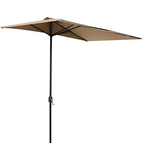 Outsunny Sombrilla de Media Pantalla de Jardín Parasol de Patio Terraza Rectangular con Manivela 230x130x245cm