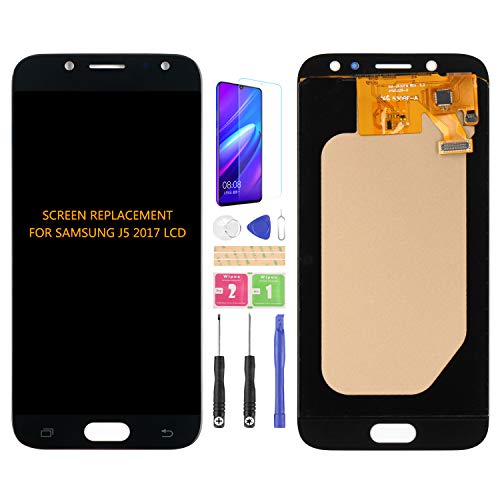 Para Samsung Galaxy J5 2017 J530 J530F J530S J530K J530L J530FM J530Y J530YM LCD Pantalla Digitalizador Kit de montaje de vidrio, película templada, pegamento y herramientas (negro)