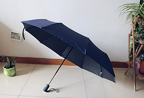 Paraguas Xiuxiutian 10 Hueso Paraguas automático Completo Business Partner sombrilla Parasol de Goma Negra Unisex Sunscreen Refuerzo Plegado paraviento sombrilla, Azul Marino