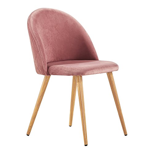 P&N Homewares® Silla de terciopelo Lucia (rosa profundo), para comedor, sala de estar, dormitorio, tocador, etc. | tapizado | patas de madera