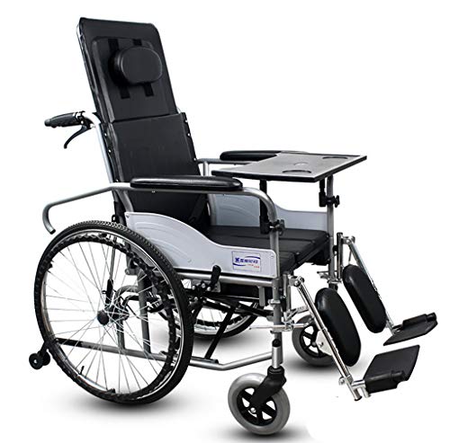 Q-HL Silla de Ruedas Silla de Ruedas, apoyabrazos Desmontable reclinable Completo de la Parte Posterior con el Asiento de la Mesa de Comedor Silla de Ruedas