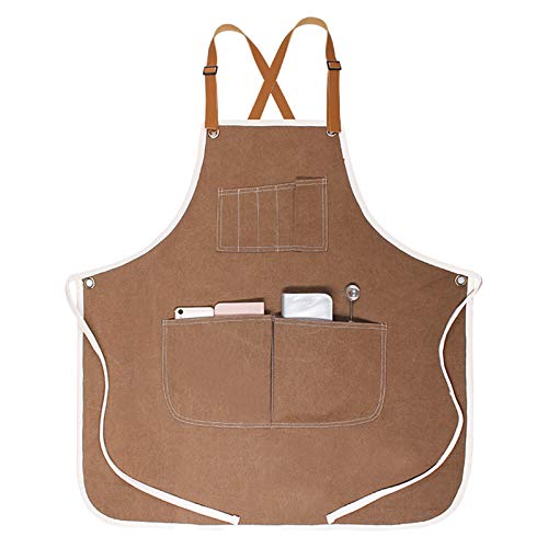 QAQWER Delantal De Trabajo General, Delantal De Bellas Artes con Bolsillos, Delantal De Jardinería De Lona Gruesa, Adecuado para Chef, Barbacoa, Carpintería, Delantal De Herramientas (2PCS),A1