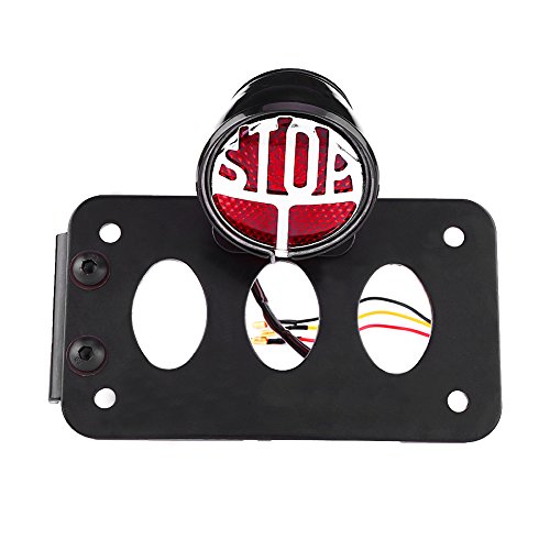 Qiilu Universal Side Mount Motocicleta Cola luz matrícula lámpara con Soporte