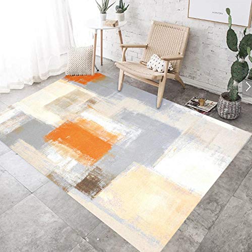 qijidzswyxgs Alfombra De Dise?o Moderna Moda Alfombra de Gran Tama?o Alfombra Abstracta Degradado Blanco Gris Beige Naranja Adecuado para salón Dormitorio baño sofá Silla cojín 160x280CM