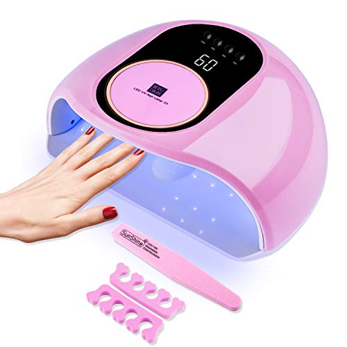 RaMokey Lampara LED Uñas, 168W Secador de Uñas LED UV Lampara Uñas Gel Semipermanentes Maquina Uñas Luz Lamp con Sensor Automatico, Con 4 Temporizadores para Manicura/Pedicure Nail Art