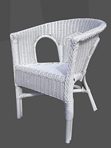 Rattan im Trend - Sillón de ratán con reposabrazos, color blanco