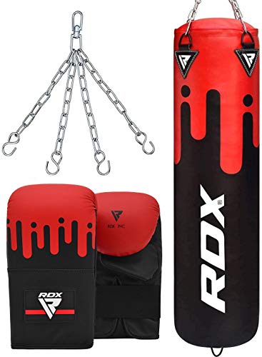 RDX Saco de Boxeo Relleno MMA Muay Thai Kick Boxing Artes Marciales con Guantes Cadena Entrenamiento 4FT 5FT Punching Bag