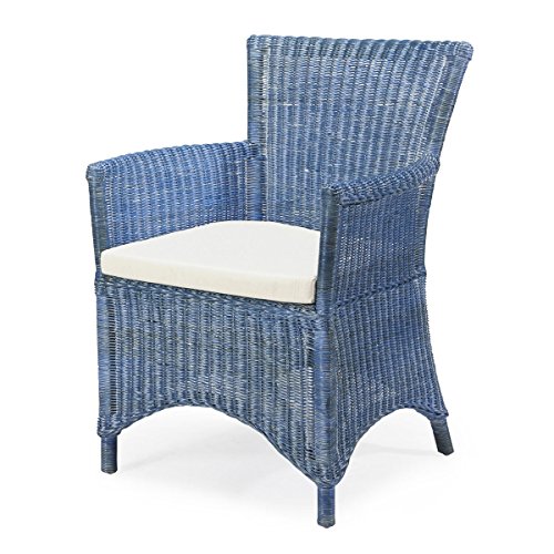 Rotin Design REBAJAS : -27% Sillon de ratan de comedor o de salon Rosas azul, moderno y barato