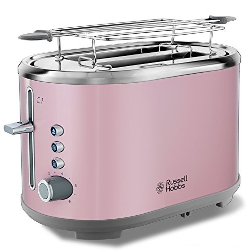 Russell Hobbs Bubble - Tostadora (2 Ranuras Anchas, para 2 Rebanadas, Acero Inoxidable, Rosa Pastel) - ref. 25081-56