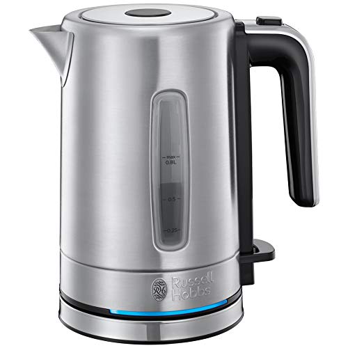 Russell Hobbs Compact Home - Hervidor de Agua (Eléctrico, 0,8 l, Acero Inox, 2200 W, Diseño Compacto, Gris) - ref. 24190-70