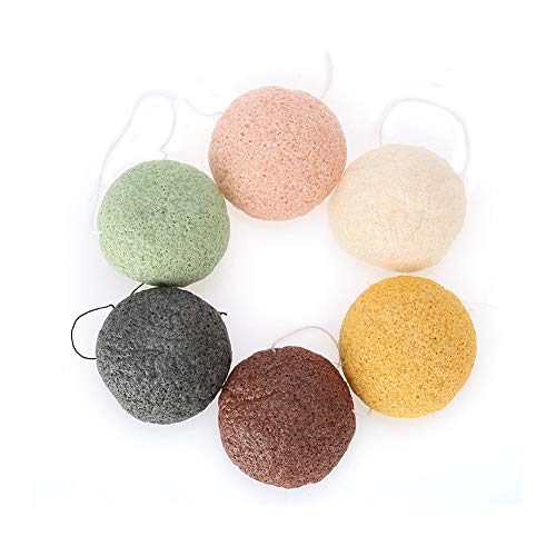 Salmue 6pcs / set Konjac Sponge, 100% puro natural Puff Konjac Sponges Herramienta de masaje Herramientas para piel húmeda / seca para limpiar y exfoliar eficazmente los poros (02 #)