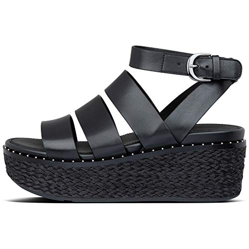 Sandalias de Plataforma de Mujer FitFlop con Tachuelas Decorativas y Cierre de Hebilla en Negro