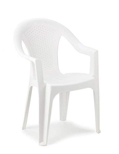 SATURNIA 8330010 Papillon 8330010-Silla Resina Rattan Respaldo bajo, Blanco, 44x56x83 cm