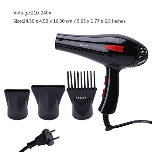 Secador de pelo 3000 W eléctrico de bajo ruido potente triple difusor con peine para el cabello