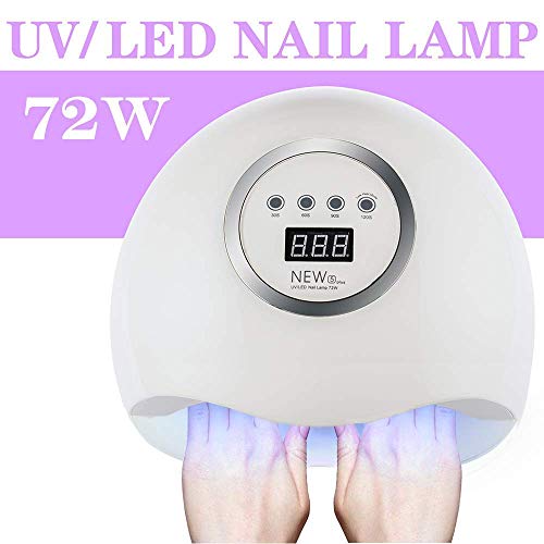 Secador de Uñas 72W lampara led uñas Lámpara LED UV Profesional Manicura/Pedicura Curado Luz Máquina,Para Manicura Shellac y Gel,con 4 Temporizadores,Sensor Automático,Pantalla LCD