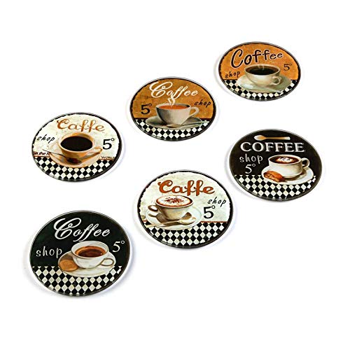 Set 6 Posavasos de Cristal con Motivo de Cafés