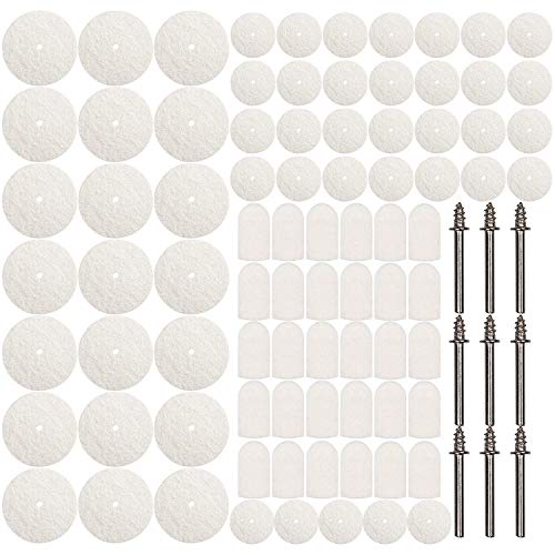 Set de almohadillas de fieltro para pulir y limpiar, uso con multiherramienta giratoria Dremel, set de 88 piezas