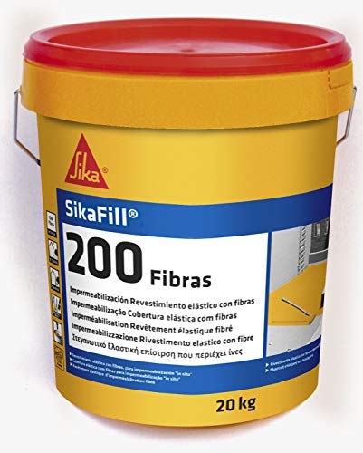 Sikafill-200 fibras, Pintura elástica con fibras para impermeabilización, Rojo teja, 20kg