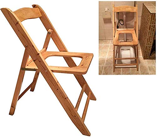 Silla con Inodoro portátil, Silla con Inodoro Taburete de baño Taburete de Inodoro Plegable de Madera para Embarazadas Fuerte y Resistente 93