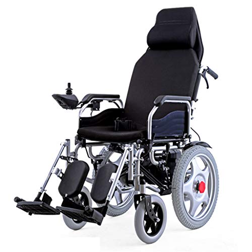 Silla de ruedas electrica Plegable reclinable multifunción eléctrica Manual, Silla de Ruedas de Doble Motor con Joystick de 360 °